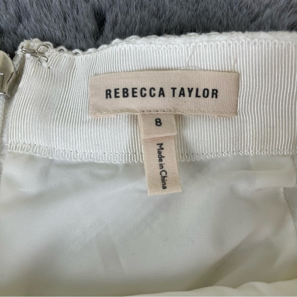 NWOT Rebecca Taylor Ivory Cotton Textured Tweed Frayed Hem Skirt White - Picture 13 of 16